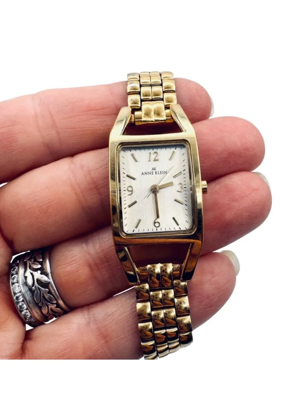 Vintage Anne Klein Watch Gold Tone Speidel Band 1990s Classic Regency Needs Batt
